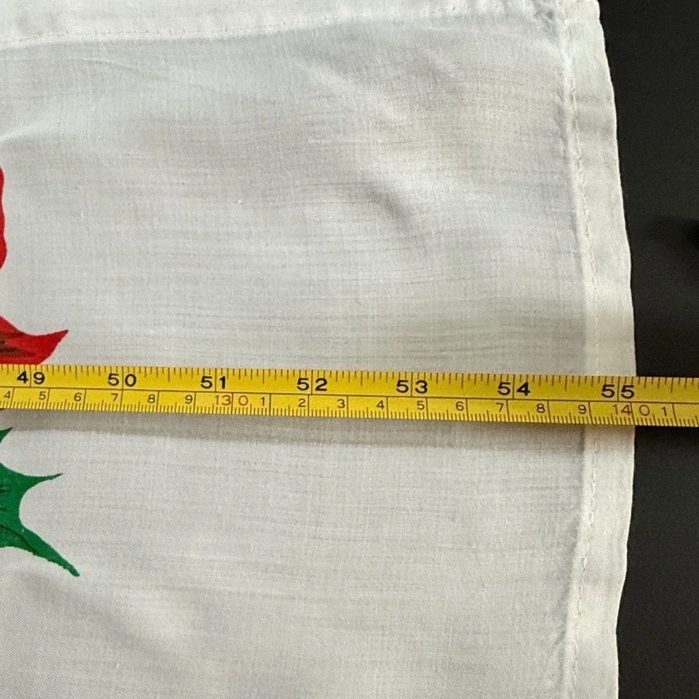 Vintage Christmas Poinsettia Cafe Curtains White Ornaments Made in Japan MCM